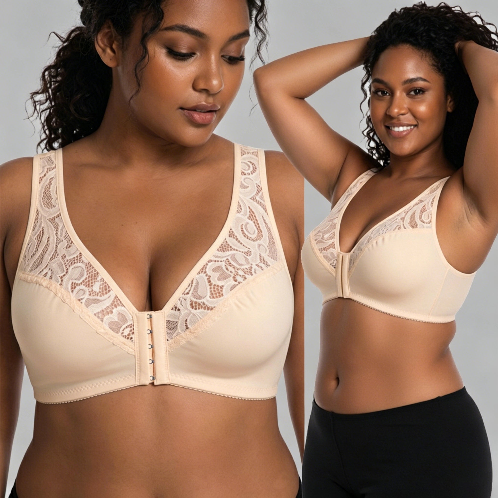 💖 【Set 3 piese】 【L–4XL】 😍 Sutien push-up mărimi mari